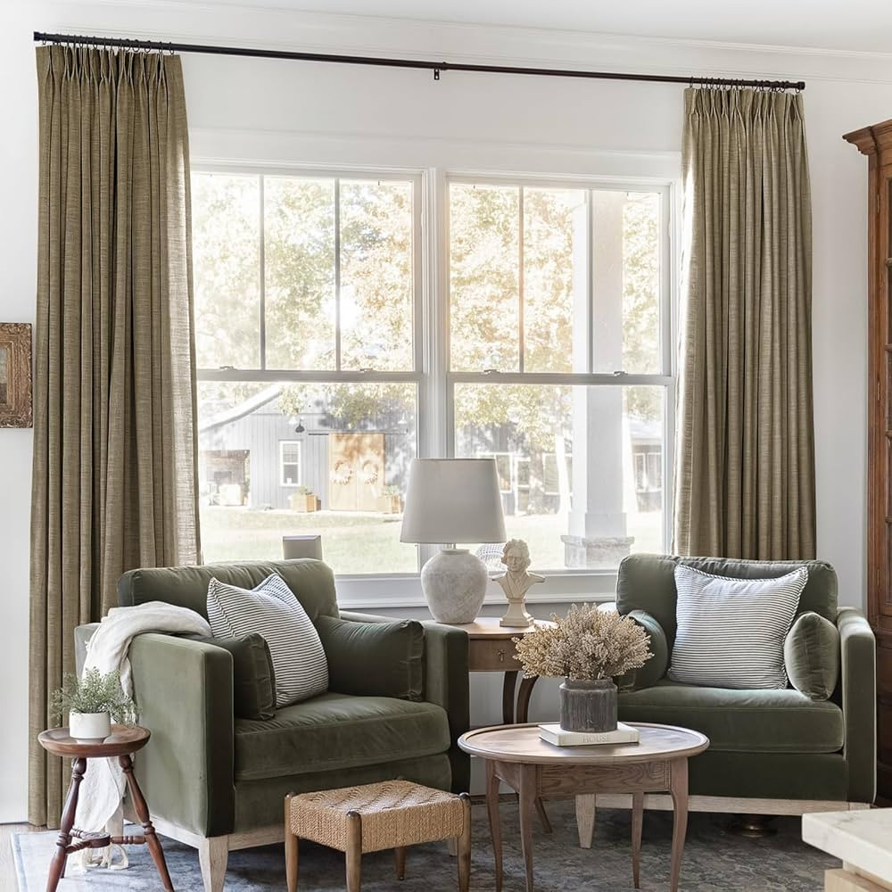 TWOPAGES 52 W x 84 L inch Pinch Pleat Unlined Darkening Drape Faux Linen Curtain Drapery Panel fo... | Amazon (US)