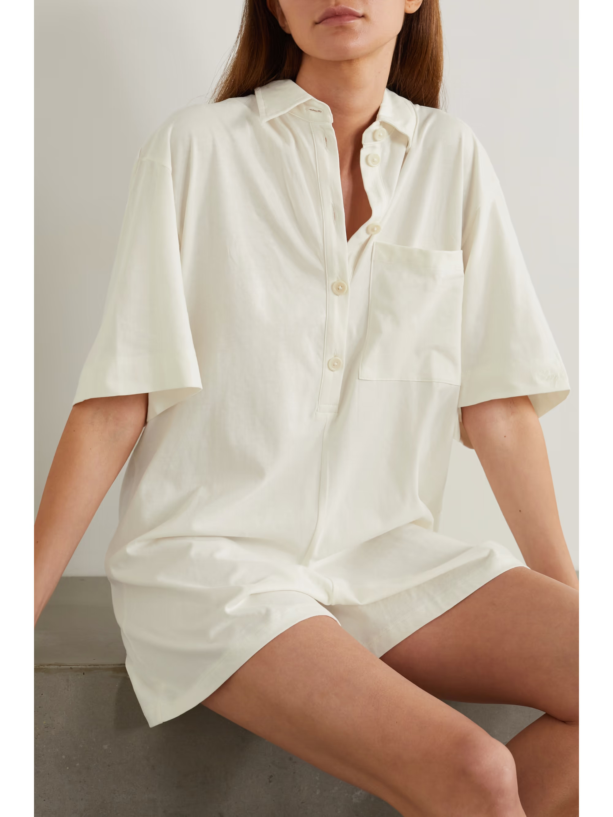 + NET SUSTAIN brushed organic cotton-jersey playsuit | NET-A-PORTER (US)