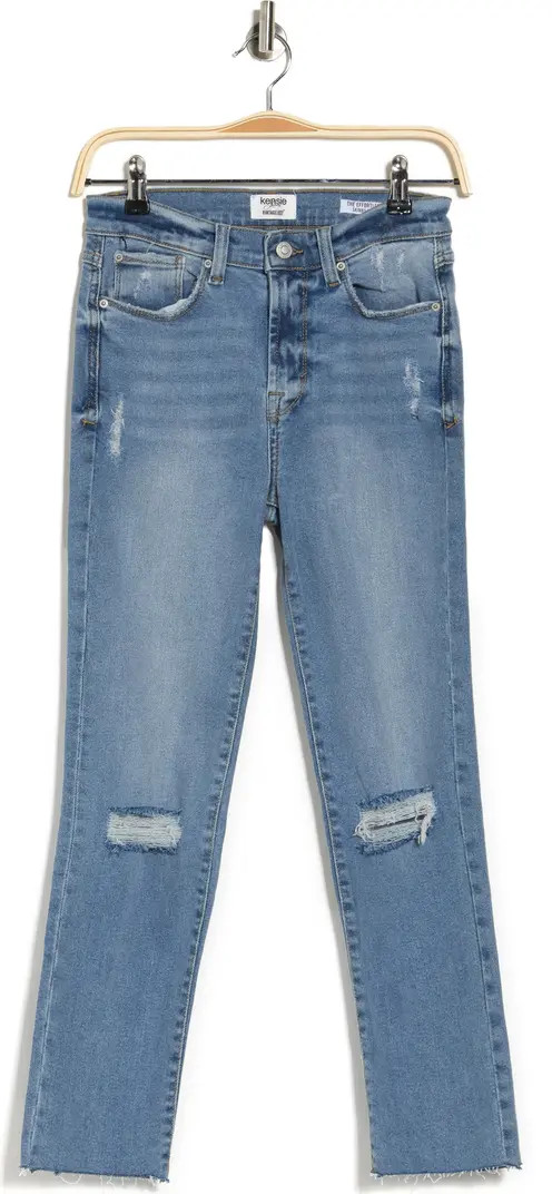 KENSIE Distressed High Rise Raw Crop Skinny Jeans | Nordstromrack | Nordstrom Rack