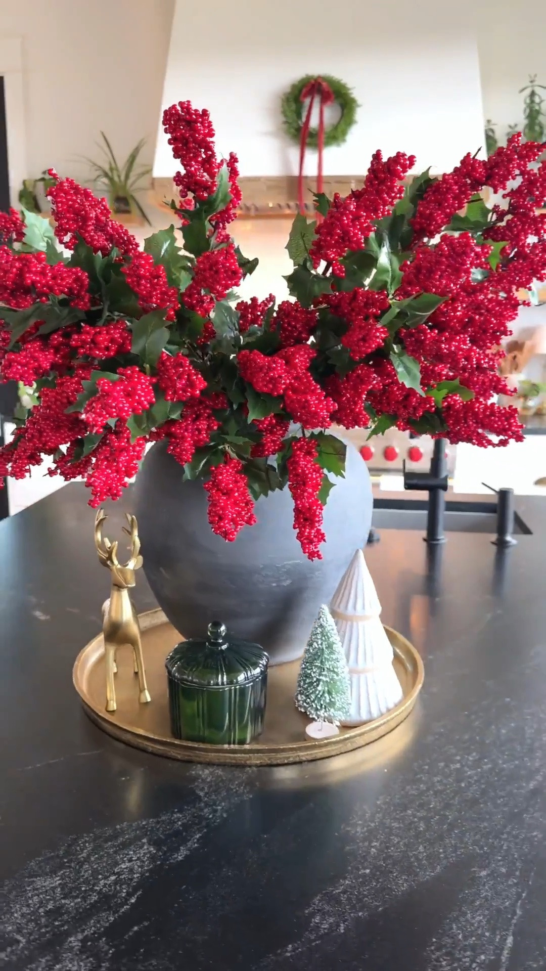 The easiest little holiday centerpiece that makes such a pretty statement. ❤️✨

A few berry stems instantly bring color and that festive Christmas feel, especially when paired with a candle, mini tree, or a few favorite ornaments.

So simple for a dining table or coffee table, and perfect when you want your holiday decor to feel festive without going overboard. 🎄🤎

#LTKHome #LTKSeasonal #LTKmomlife