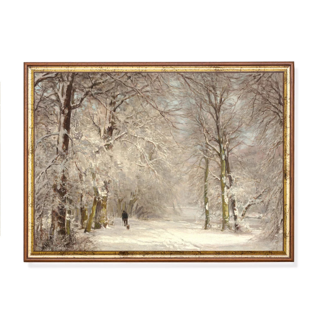 Printed and Shipped Vintage Winter Landscape Painting Antique Snowy Landscape Rustic Winter Scene... | Etsy (US)
