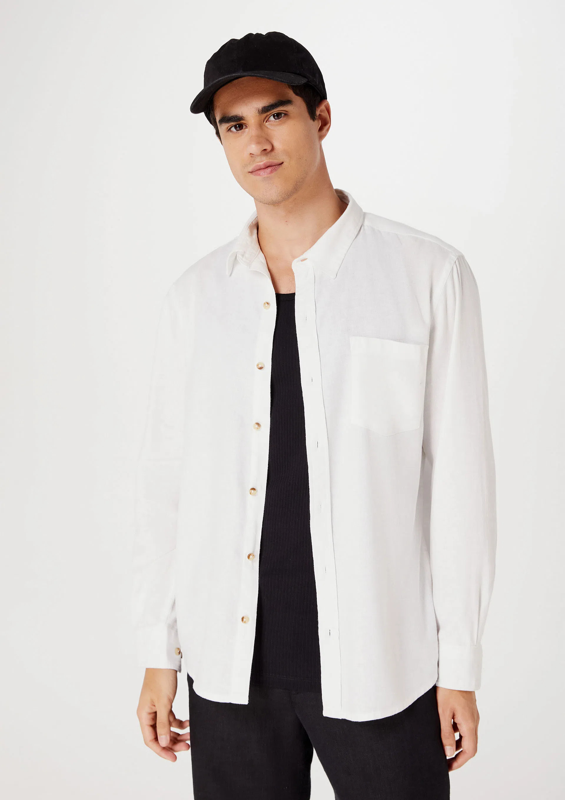 Camisa Básica Masculina Manga Longa Slim Em Linho - Hering Store | Hering (BR)