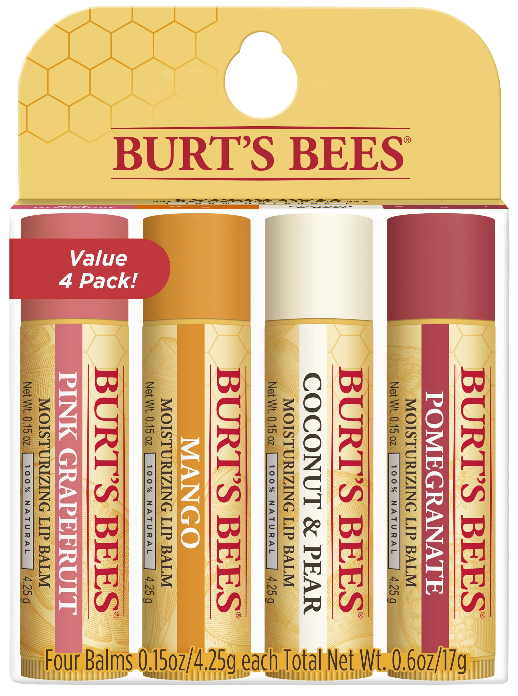 Burt's Bees 100% Natural Moisturizing Lip Balm, Superfruit - Pink Grapefruit, Mango, Coconut & Pe... | Walmart (US)