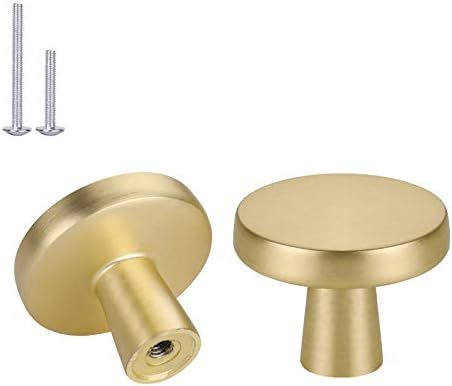 Haliwu 10 Pack/Gold Dresser Knobs, Brass Cabinet Knobs Brushed Gold Knob Round Gold Drawer Knobs | Amazon (US)