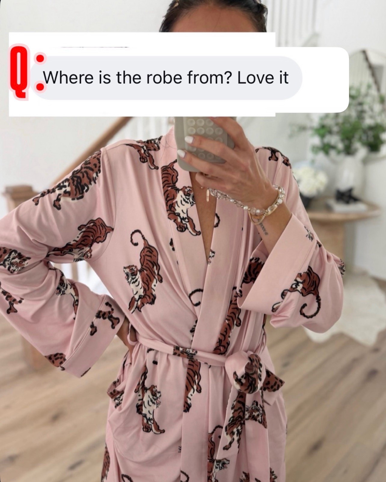 I’m obsessed with this robe. The tiger print is so fun and chic, and the material is buttery soft. One of those little luxuries that makes getting ready in the morning feel extra cute.

Pink tiger robe, chic loungewear, getting ready robe, cute pajamas, luxury lounge style, feminine sleepwear, soft robe, travel essentials, cozy girl aesthetic, self care favorites, boutique pajamas, cute robe for women, stylish loungewear, annabrstyle

#LTKmorningroutine #LTKselfcare #LTKHome