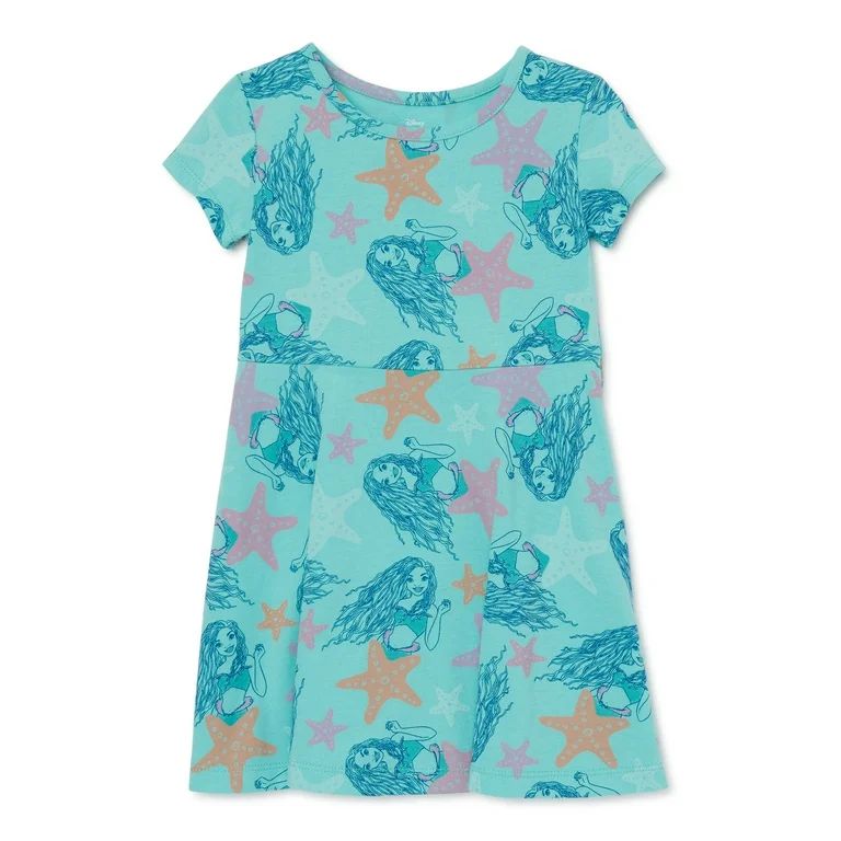 Little Mermaid Toddler Girl Print Skater Dress, Sizes 12M-5T | Walmart (US)