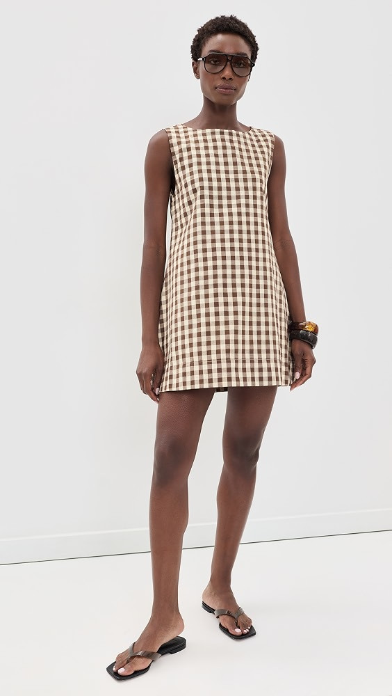 Aftersun Brown Check Mini Dress | Shopbop