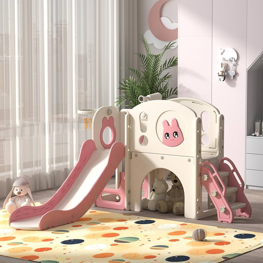 8-in-1 Toddler Slide and Climber Playset, Kids Slide Playground with Stairs, Tunnel, Telescope, S... | Amazon (US)