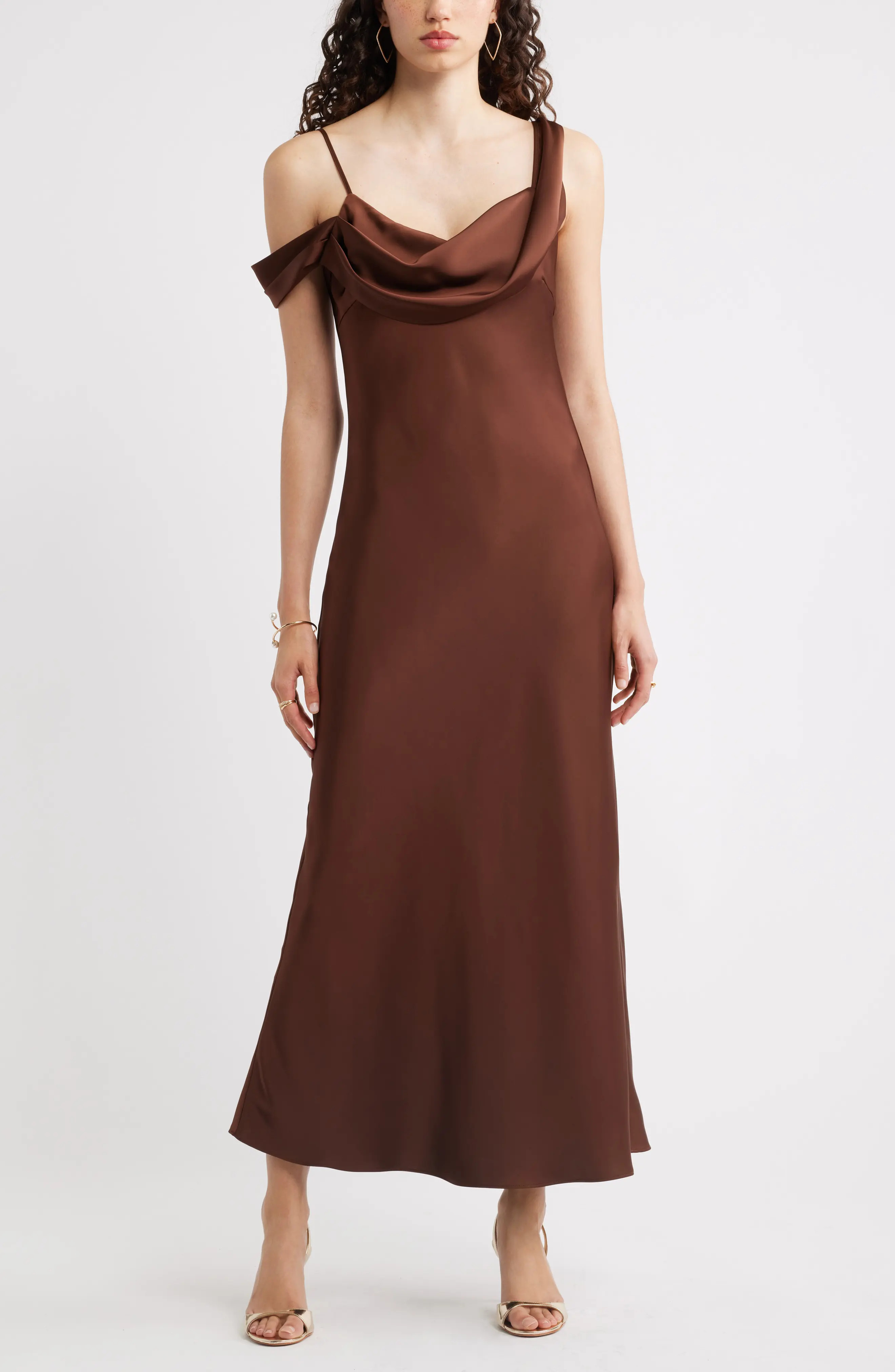 Off the Shoulder Satin Maxi Dress (Women) | Nordstrom | Nordstrom