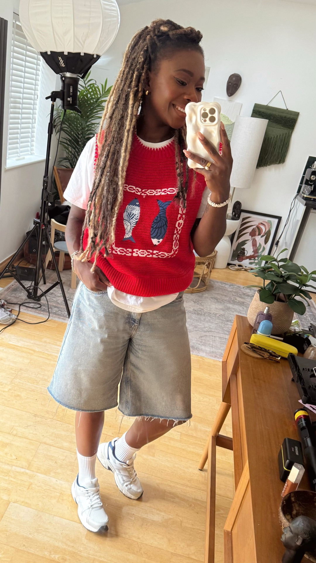 Obsessed with this fish 🐟 print knitwear vest paired with my go to denim Bermuda Shorts 👌🏾
Literally the perfect knit + shorts outfit,  easy, versatile, and perfect to take the Sardine Girl summer trend to fall transitional style.

✨ Shop the look:
🧶 Knitwear vest (summer knit must-have)
👖 denim Bermuda shorts (everyday staple)
👟 White trainers + classic crew socks

As a mum of 5 this is the kind of casual knitwear outfit that works 👌🏾

#sardinegirltrend #knitvestoutfit #ltkmum

#LTKsummer #LTKautumn #LTKuk