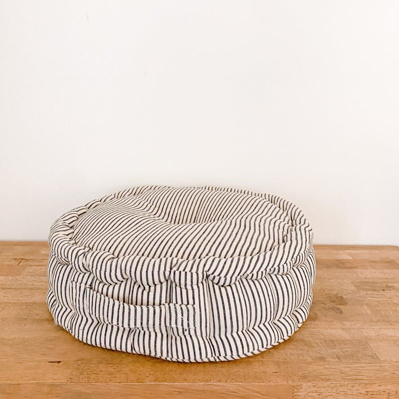 Round French Cushion Ticking Stripe | Purple Rose Home