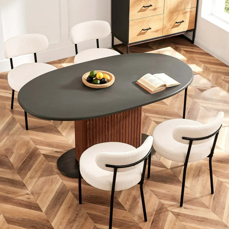 edx Upholstered Dining Chairs, Mid Century Modern Round Dining Room Chairs for Vanity For Living ... | Walmart (US)