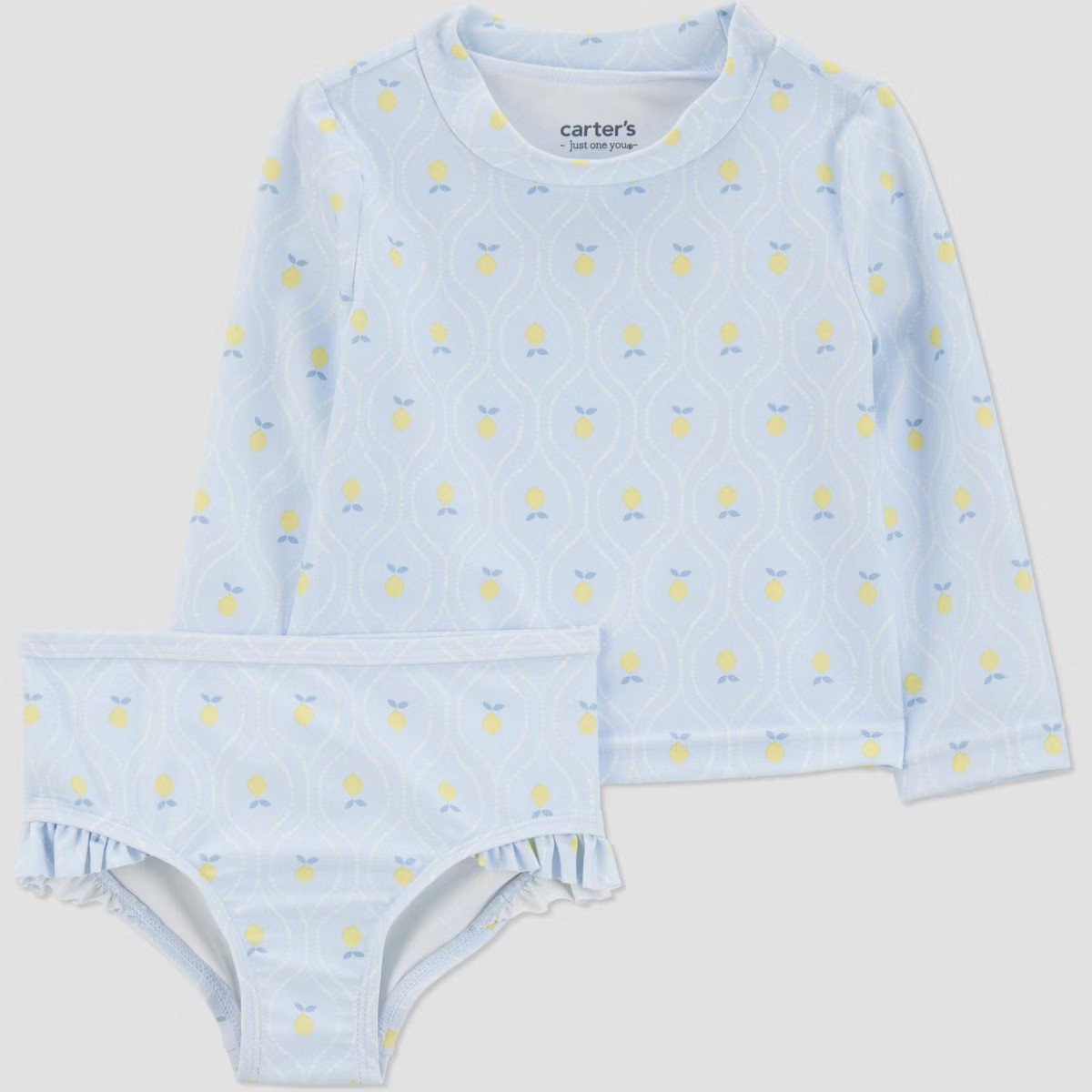 Carter's Just One You® Baby Girls' Long Sleeve Lemon Printed One Piece Rash Guard Set - Yellow/B... | Target