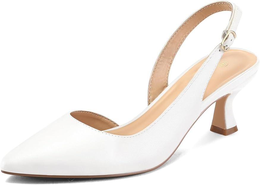 mysoft Women's Pumps Slingback Kitten Heels Pointed Toe Sexy Wedding Party Dress Pump Shoes | Amazon (US)