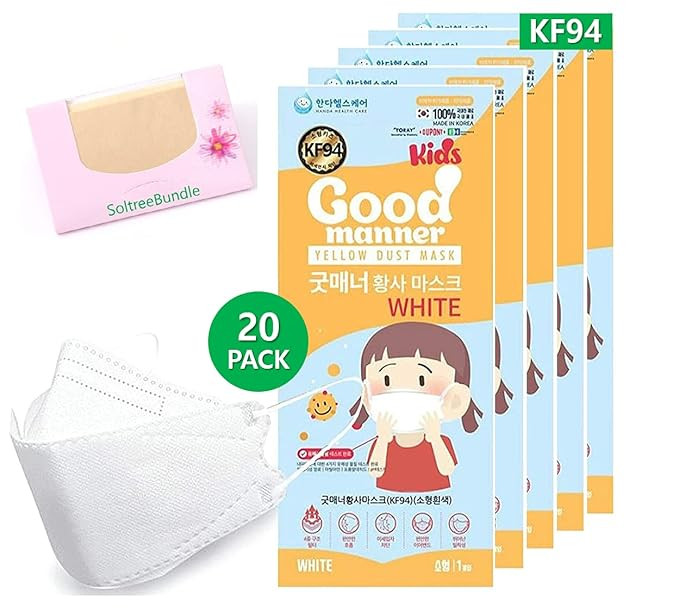 (Pack of 20) KF94 Korea White Disposable Face Protective Masks for Kids, 20 Individually Packaged... | Amazon (US)