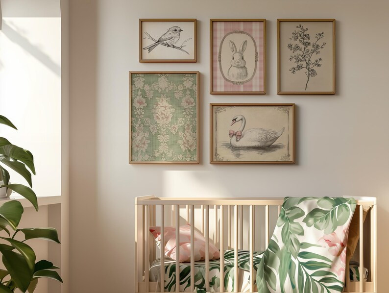 Vintage Nursery Art Duck Nursery Prints Farmhouse Nursery Art Wildflower Wall Decor Baby Girl Nur... | Etsy (US)