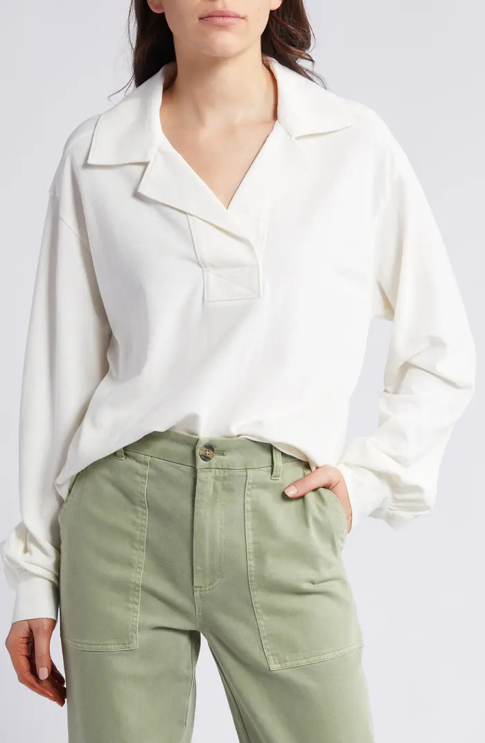 Oversize Long Sleeve Cotton Polo | Nordstrom