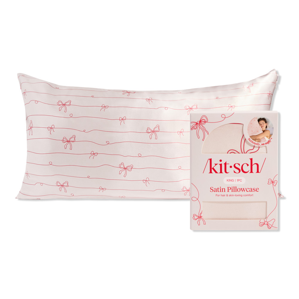 Kitsch Satin King Pillowcase - Striped Bows | Ulta