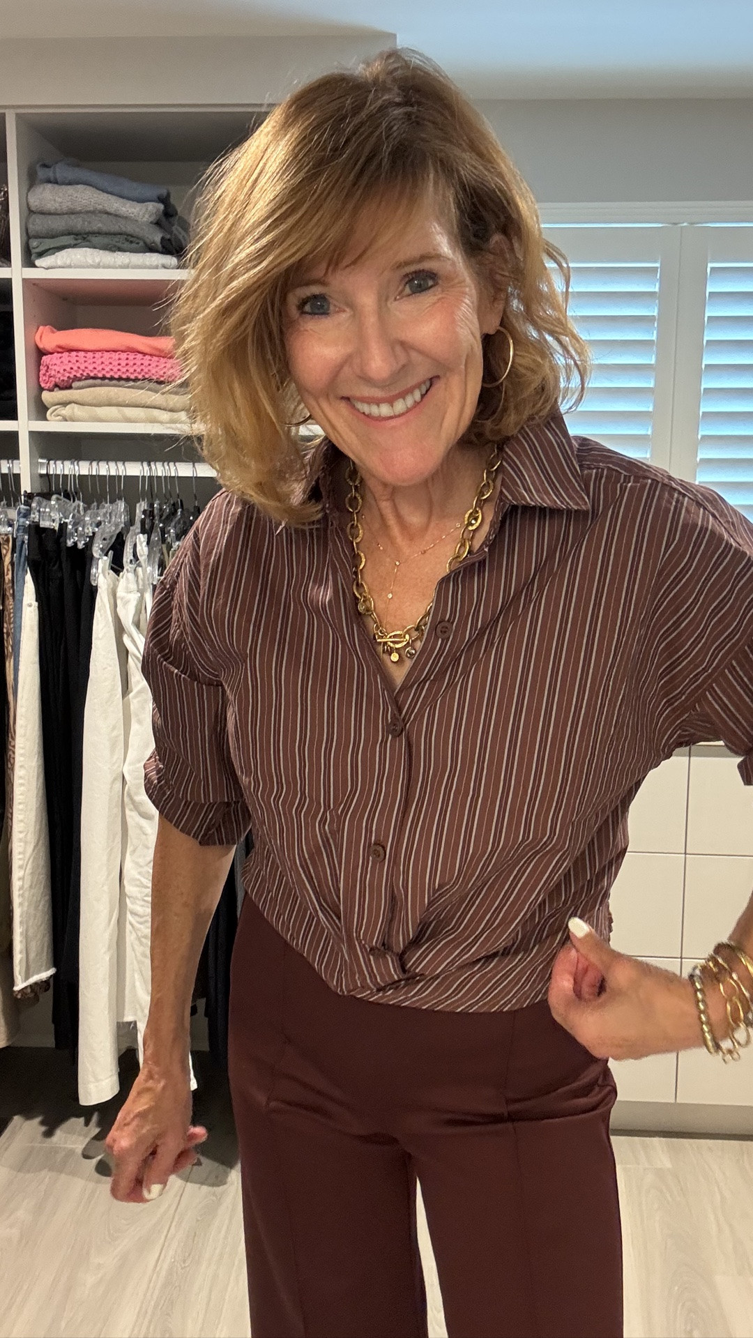 This top is perfect for right now when the weather is still a bit warm. Love the rolled up sleeve, the twist in front, the smocking in the back in the color.
Thoughts? ￼

#LTKdayinmylife #LTKgrwm #LTKootd