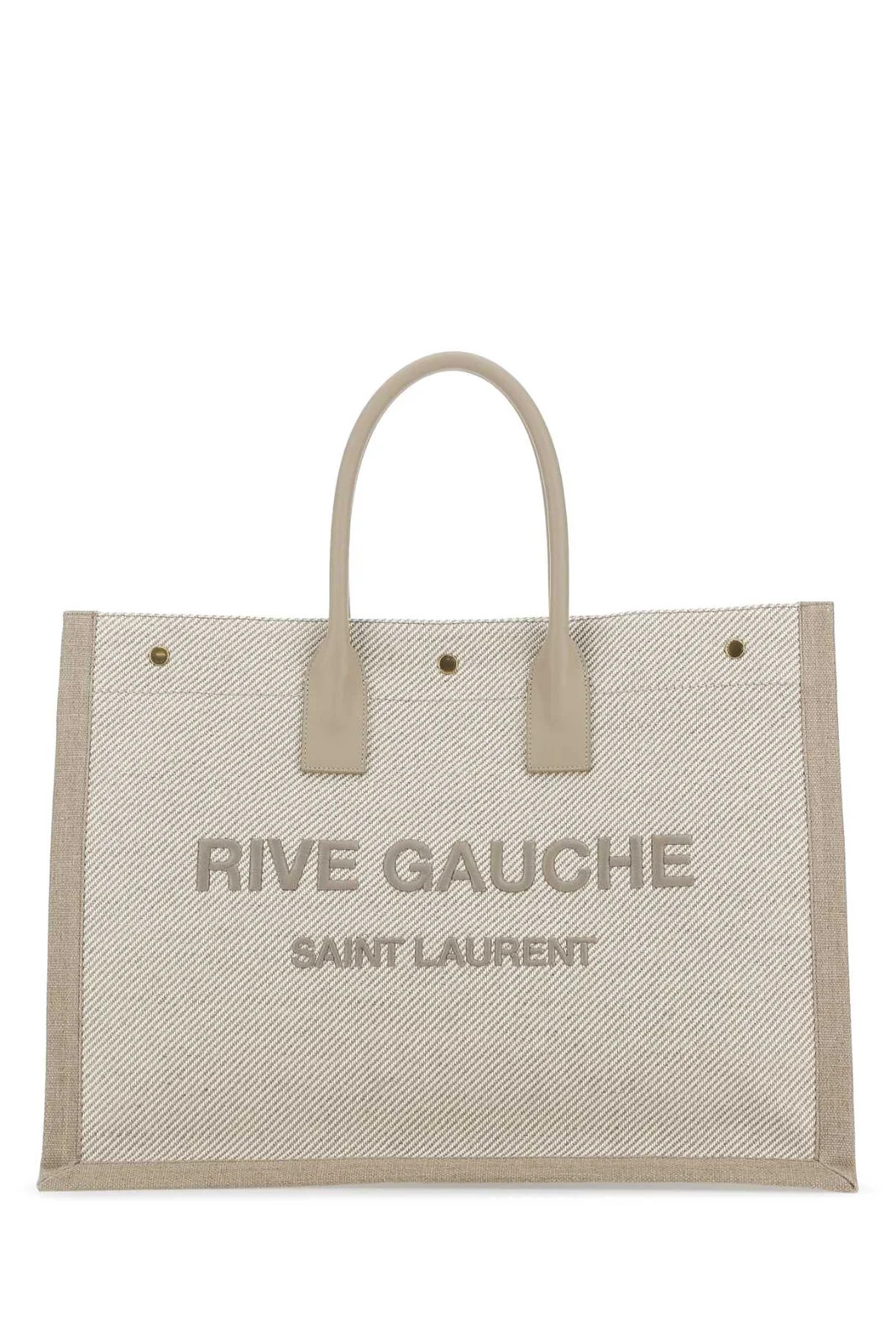 Saint Laurent Rive Gauche Logo Embroidered Tote Bag | Cettire Global