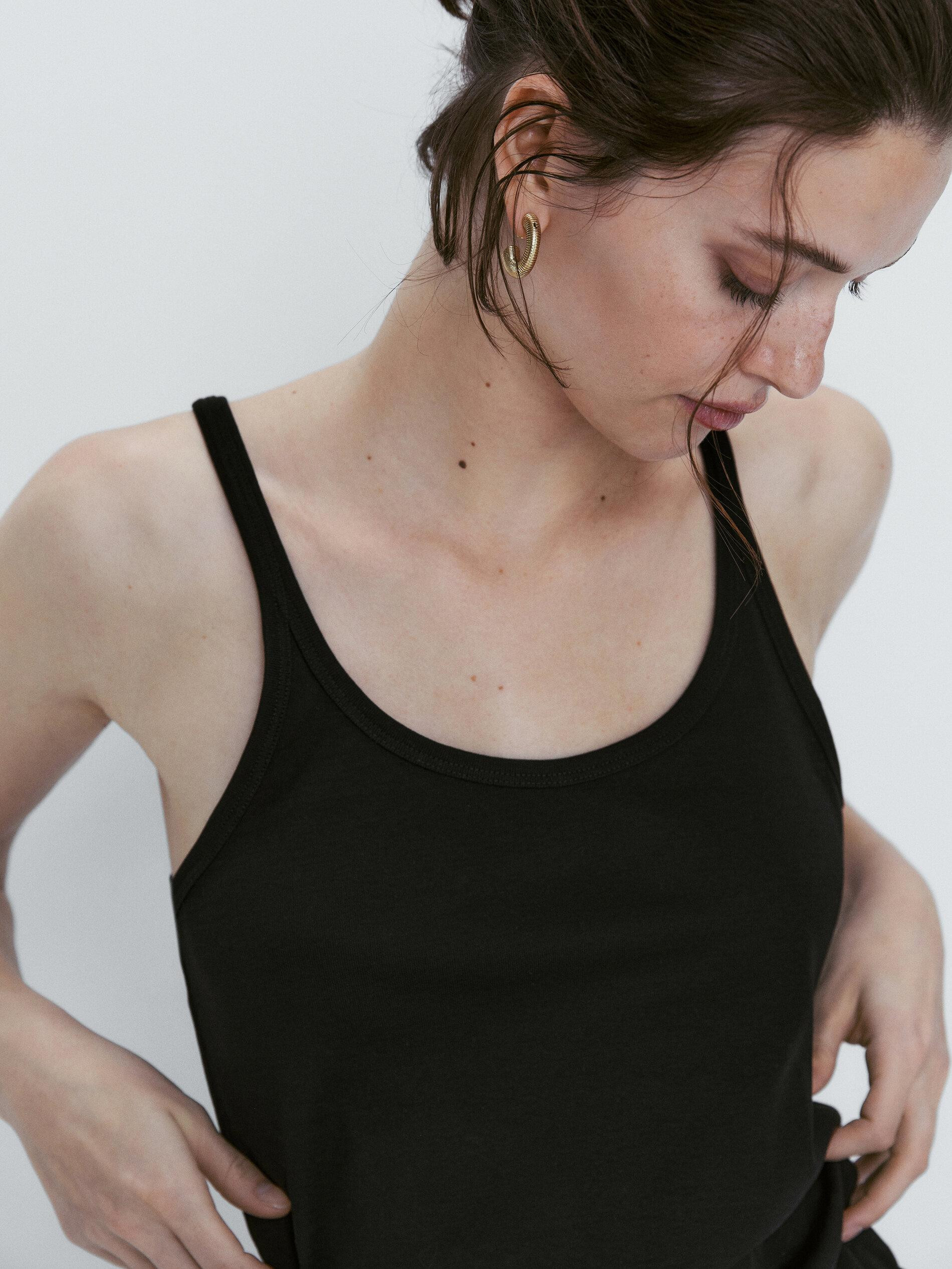 Cotton top with thin straps | Massimo Dutti US