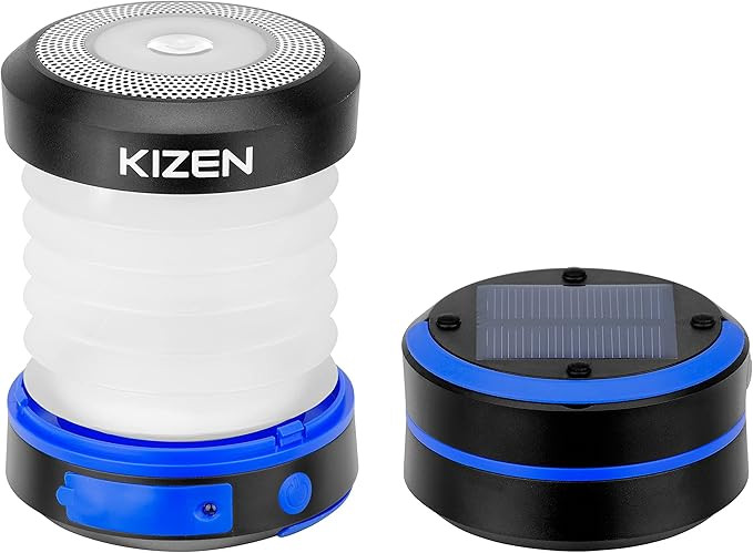 Kizen Outdoor Solar Lantern - Solar or Plug Rechargeable Lantern - Collapsible LED Light for Powe... | Amazon (US)