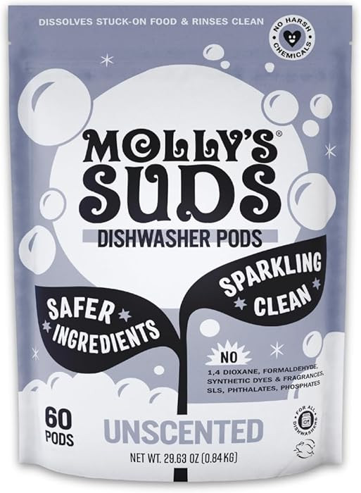 Molly's Suds Dishwasher Pods | Clean Dishwasher Detergent, Cuts Grease & Rinses Clean (Residue-Fr... | Amazon (US)