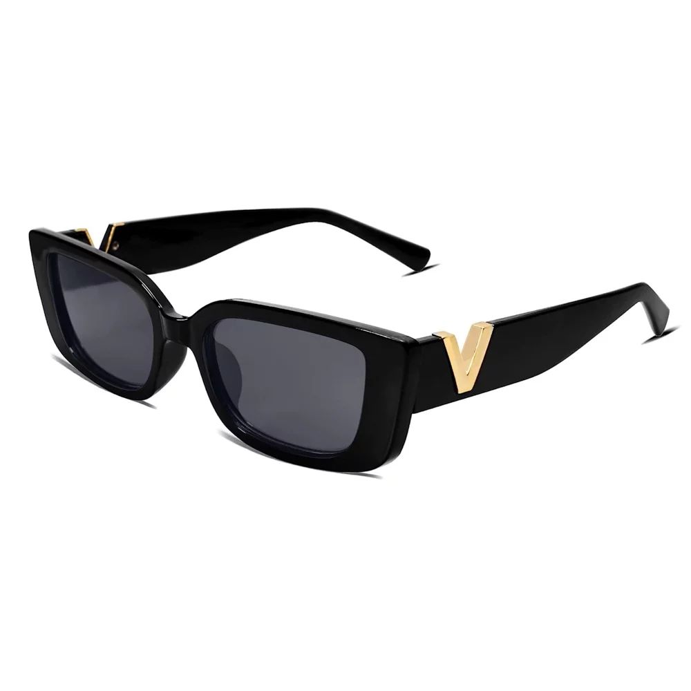 Black Small Rectangle Women Trendy Vintage Y2K Rectangular Sunglasses | Walmart (US)