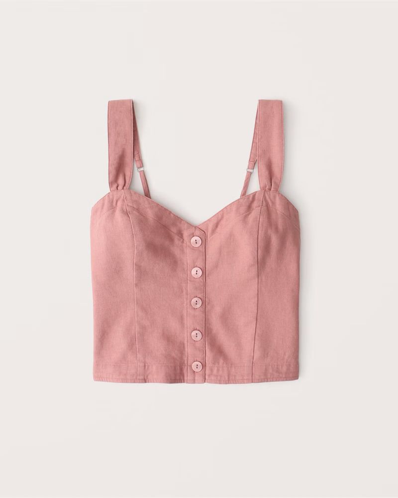 Pleated Wide Strap Button-Through Cami | Abercrombie & Fitch (US)