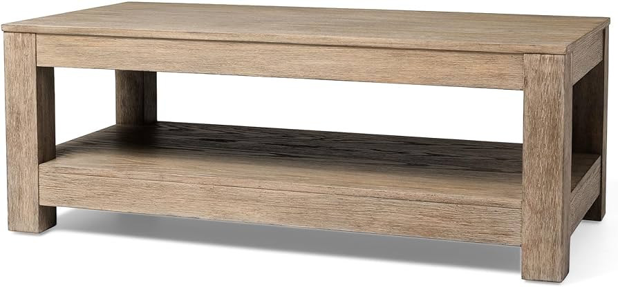 Maven Lane Paulo Large 2 Tier Rustic Rectangle Wooden Center Coffee Table with Shelf Storage for ... | Amazon (US)