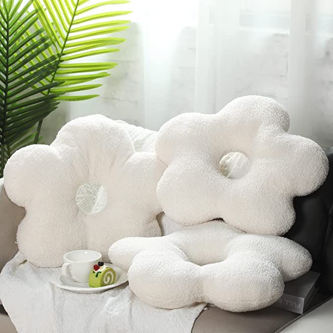 Unittype 3 Pcs Flower Shaped Spherical Throw Pillows 18.8 x 15.7 Inch Nordic Style Decorative Plush  | Amazon (US)