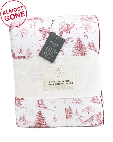 3pc christmas toile comforter set | TJ Maxx