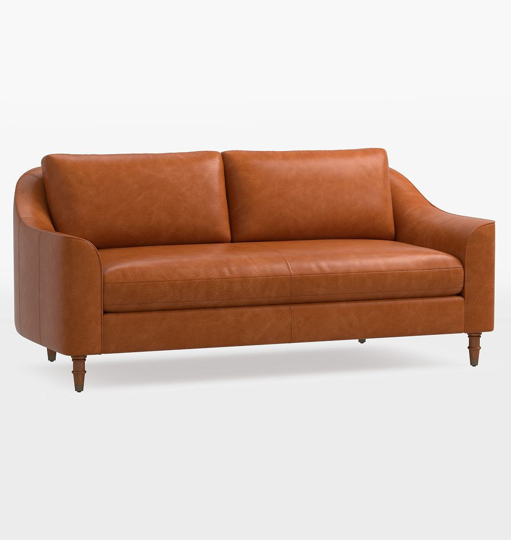 Luisa Leather Loveseat, 72"" - Bench-Cushion - Copeland Cider | Rejuvenation