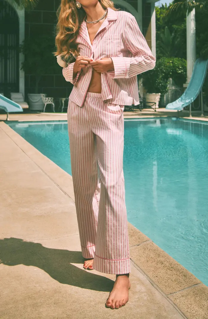 Coco Contrast Piping Stretch Organic Cotton Pajamas | Nordstrom