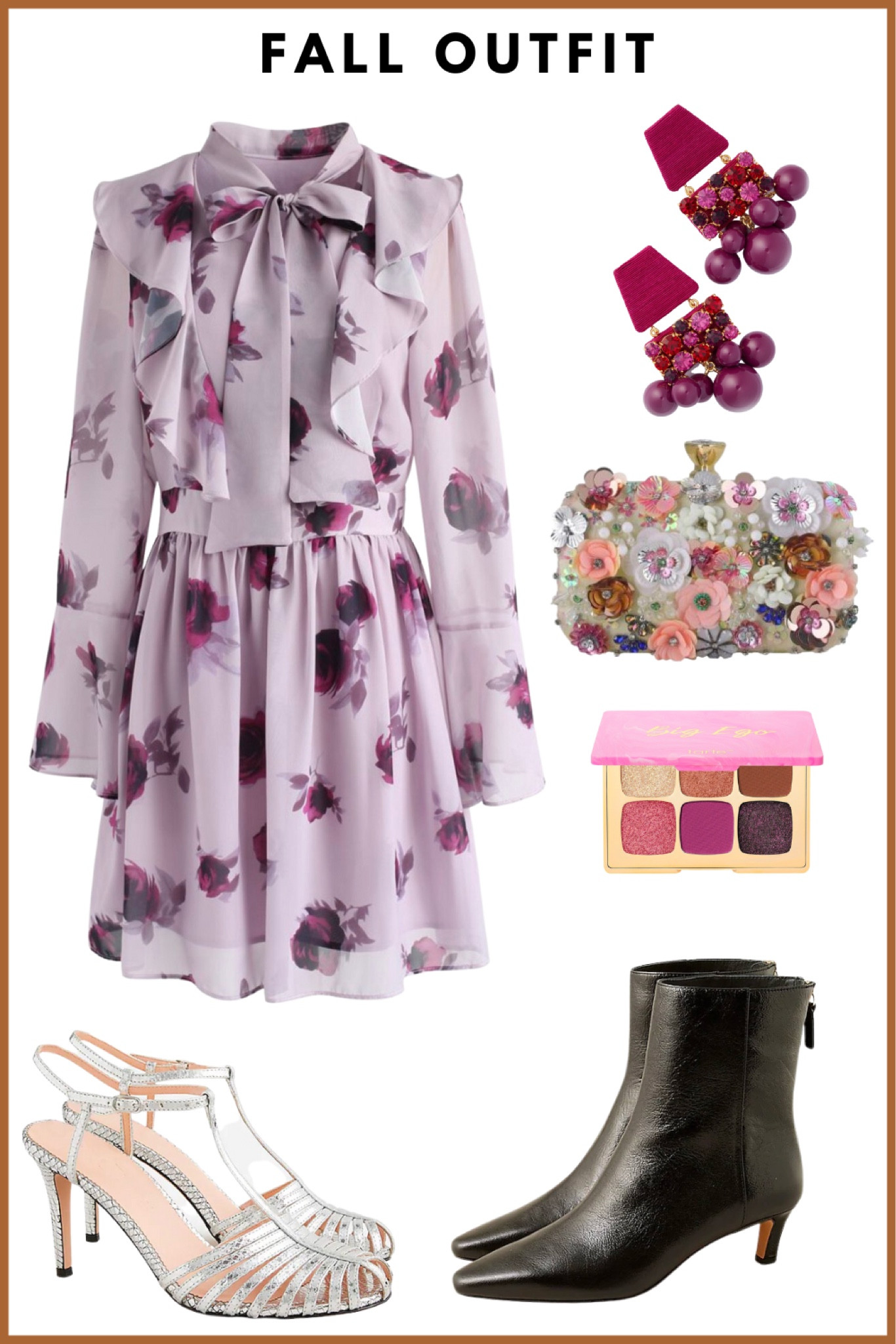 Fall outfit, wedding guest outfit, wedding party dress, special occasion, date night, party outfit // chiffon dress, leather heels, ankle boots, clutch, purse, handbag

#LTKparties #LTKwedding #LTKSeasonal