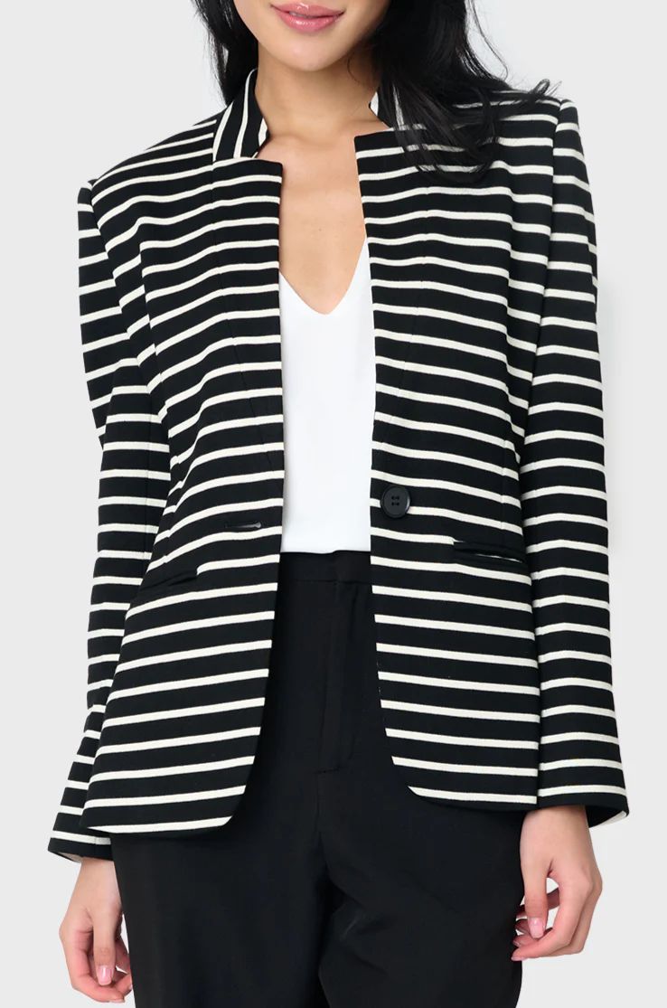 Striped Notch Collar Blazer | Gibson