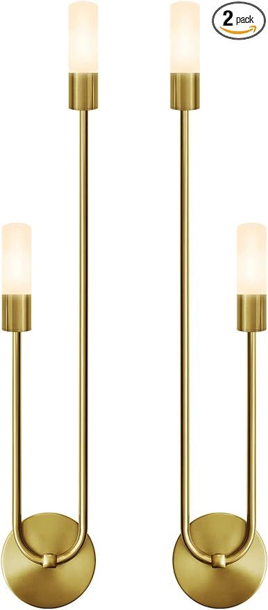 KMU Gold Wall Sconces Set of 2 Wall Lighting Modern Wall Sconce Light Bedside Wall Lamp 3 Color T... | Amazon (US)