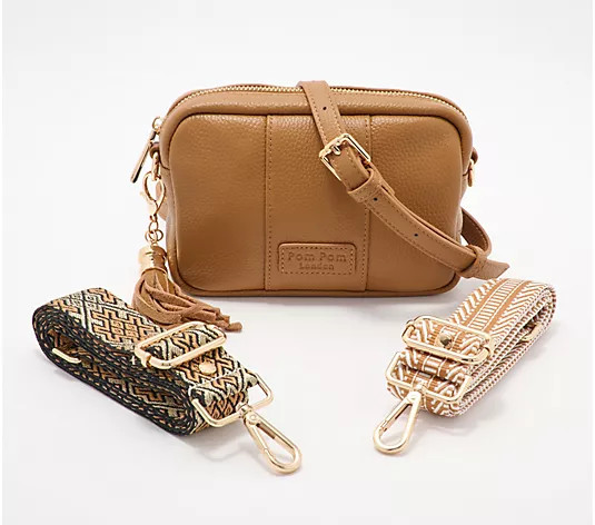 Pom Pom London The City Mini Leather Crossbody Bag with Straps - QVC.com | QVC