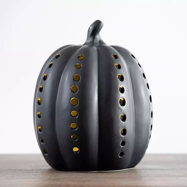 Black Dotted LED Pumpkin, 9 in. | Kirkland's Home
