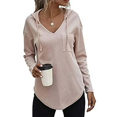 Innerwin Hooded Tops Long Sleeve Ladies Hoodies Work Waffle Comfy Sweatshirt Light Pink L | Walmart (CA)