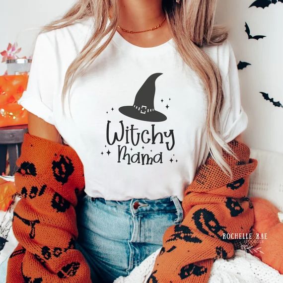 Witchy Mama Ultra Cotton Tee Halloween Witch Hat T-shirt - Etsy | Etsy (US)