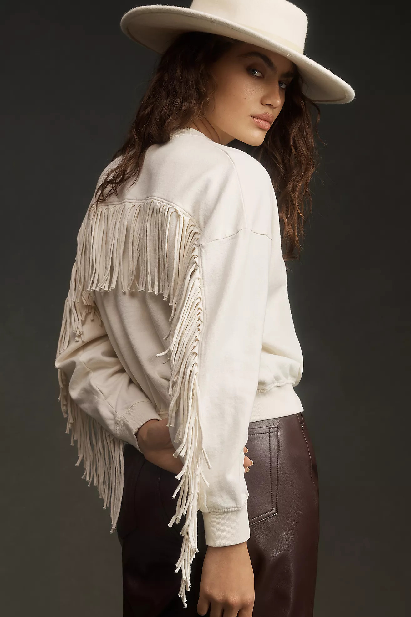 Clare V. Le Drop Fringe Sweatshirt | Anthropologie (US)