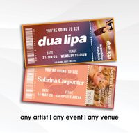 Personalised Concert Ticket | Gig Festival Memorabilia Souvenir Ticket Event Keepsake | Etsy (UK)