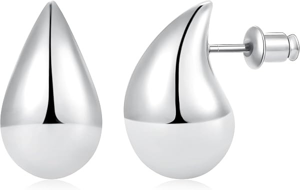 Teardrop Earrings for Women, 14K Gold Plated Chunky Drops | Amazon (US)