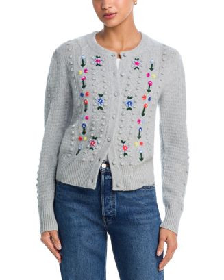 100% Cashmere Popcorn Embriodered Knit Cardigan - Exclusive | Bloomingdale's (US)