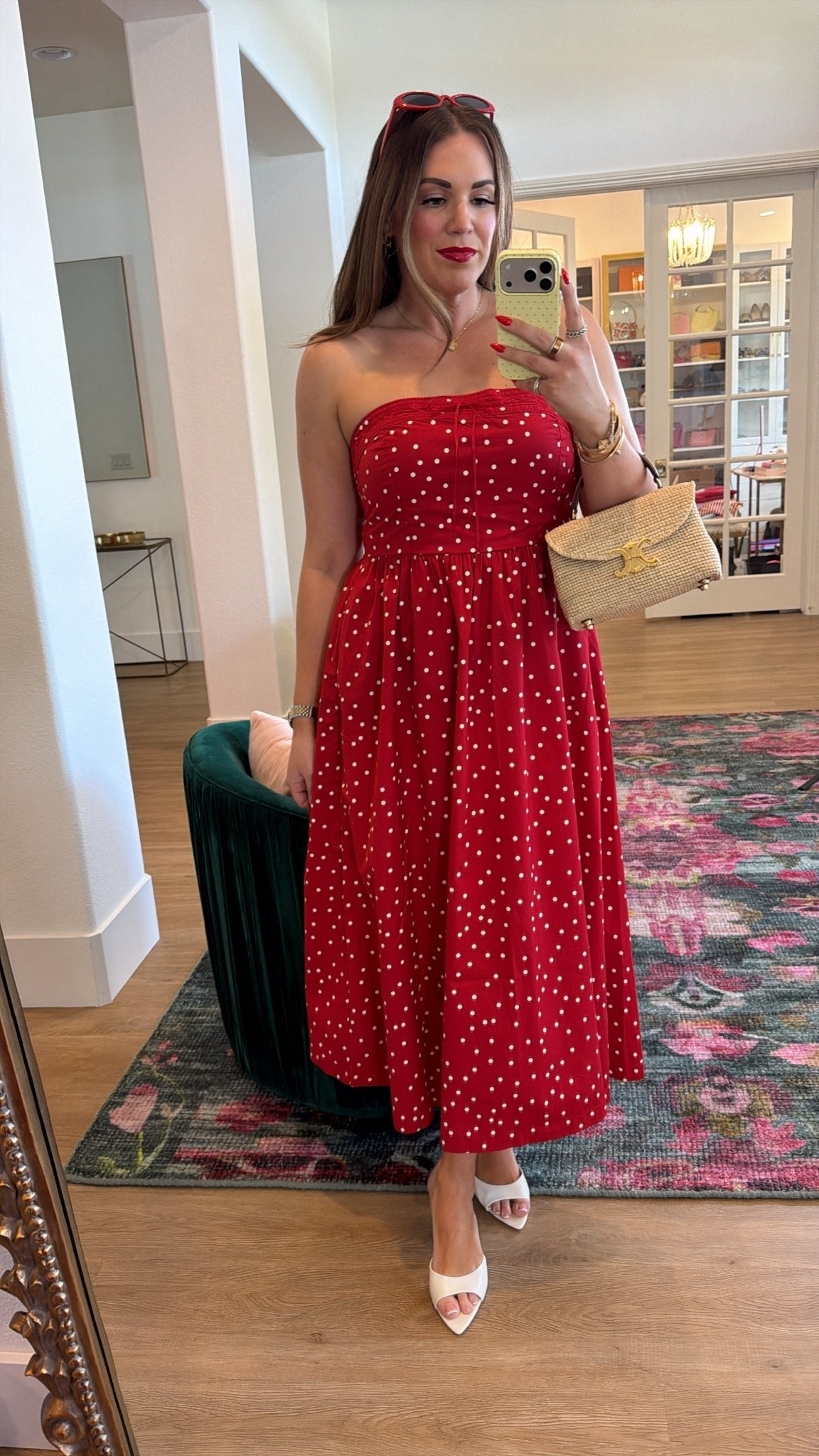 curvy midsize red polka dot strapless midi dress! in the size medium petite (i’m 5’5)

#LTKSeasonal #LTKMidsize