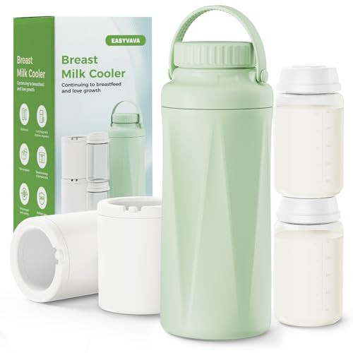 EASYVAVA 22oz Portable Breast Milk Cooler Bottle-Milk Cooler for Outdoor Travel, Keeps Fresh Cooling for 24+ Hours,Breastfeeding Essentials with 2pcs Bottle for Breastmilk Storage (Mint-Green) | Amazon (US)