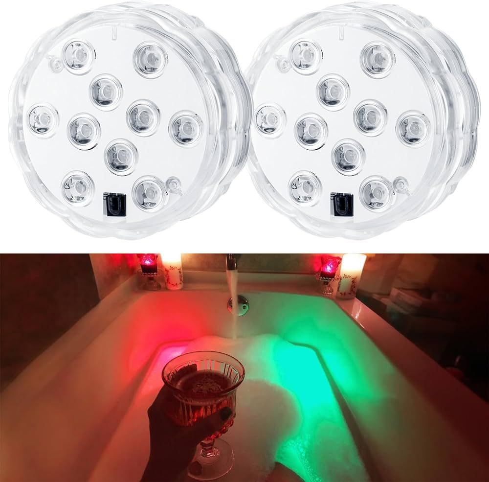 Dobertry Bathtub Lights, Battery Powered Underwater Glow Light for Bathtime Bath Tub Spa Light Ba... | Amazon (US)