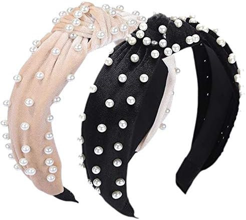 2PCS Headbands for Women, Etercycle Bow Knotted Wide Headband, Yoga Hair Band Fashion Elastic Hai... | Amazon (US)