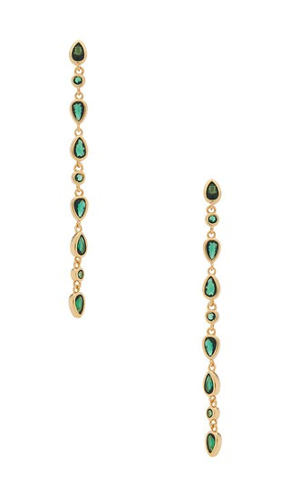Crystal Rainfall Earrings in Emerald Crystal & Gold | Revolve Clothing (Global)